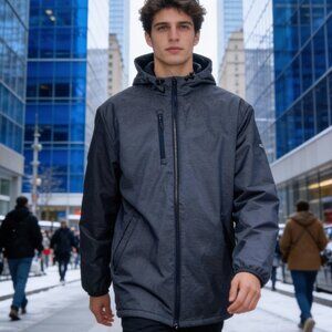 Adidas Men's GB OTRWR Jacket BV3958‎ Navy – Weatherproof, Hooded, Full Zip, S